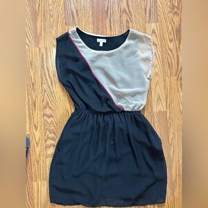 Charming Charlie Navy, Cream & Magenta Trim Colorblock Mini Dress